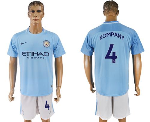 Manchester City #4 Kompany Home Soccer Club Jersey